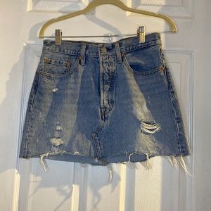 Levi’s; ripped denim mini skirt